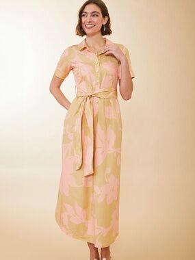 Spartina 449 Maryam Midi Dress Clara Blooms Pink Floral Small NWOT